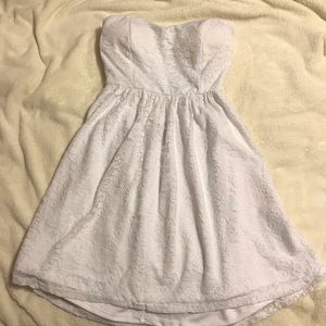 Cute white lace strapless dress